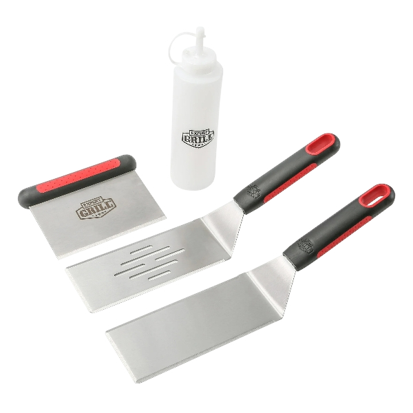 Expert Grill 4-Piece Stainless Steel BBQ Griddle Tool Set, Including Spatula, Scraper, Bottle