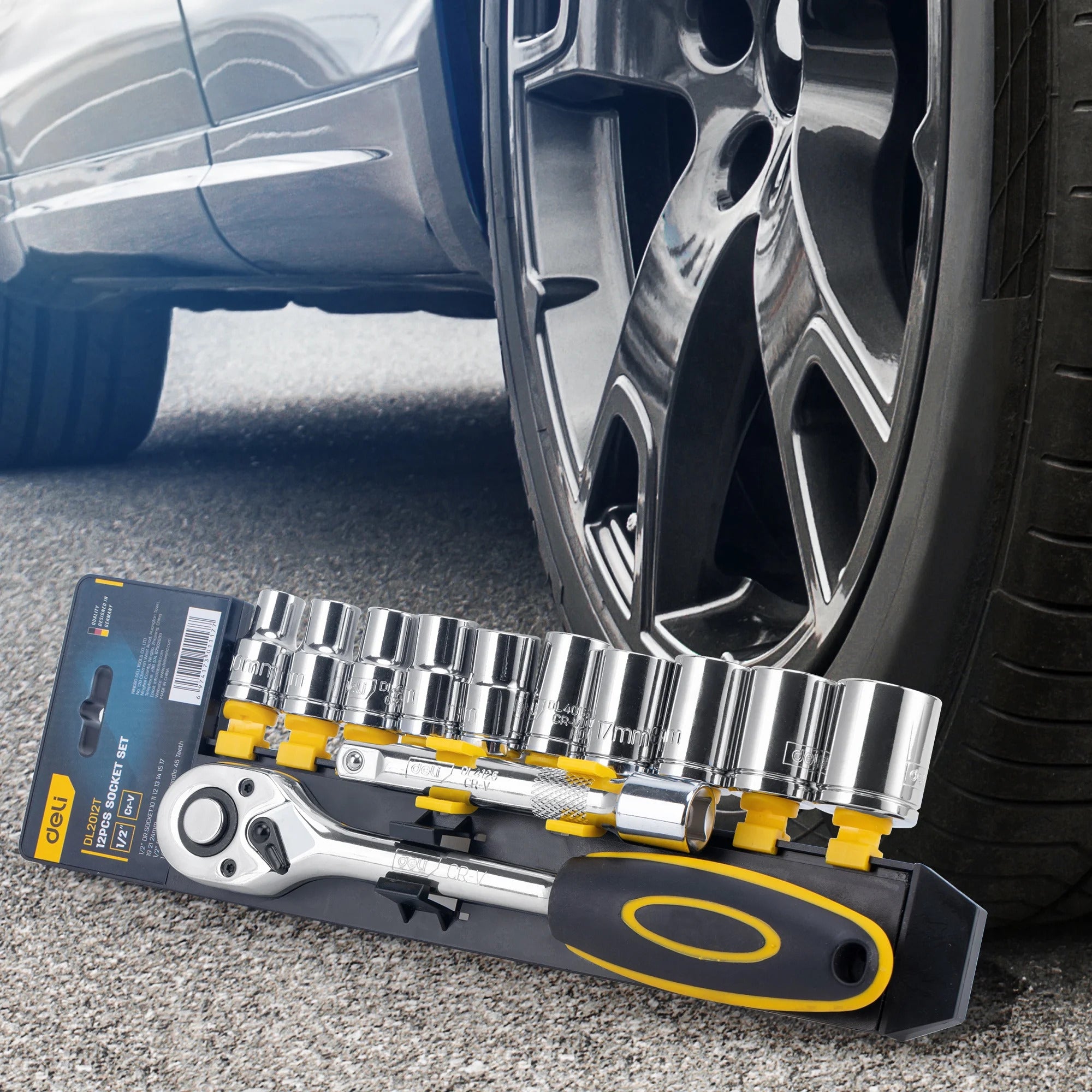 Deli EDL2012T, 1/2″ Wrench and Socket Set, 12 Pieces
