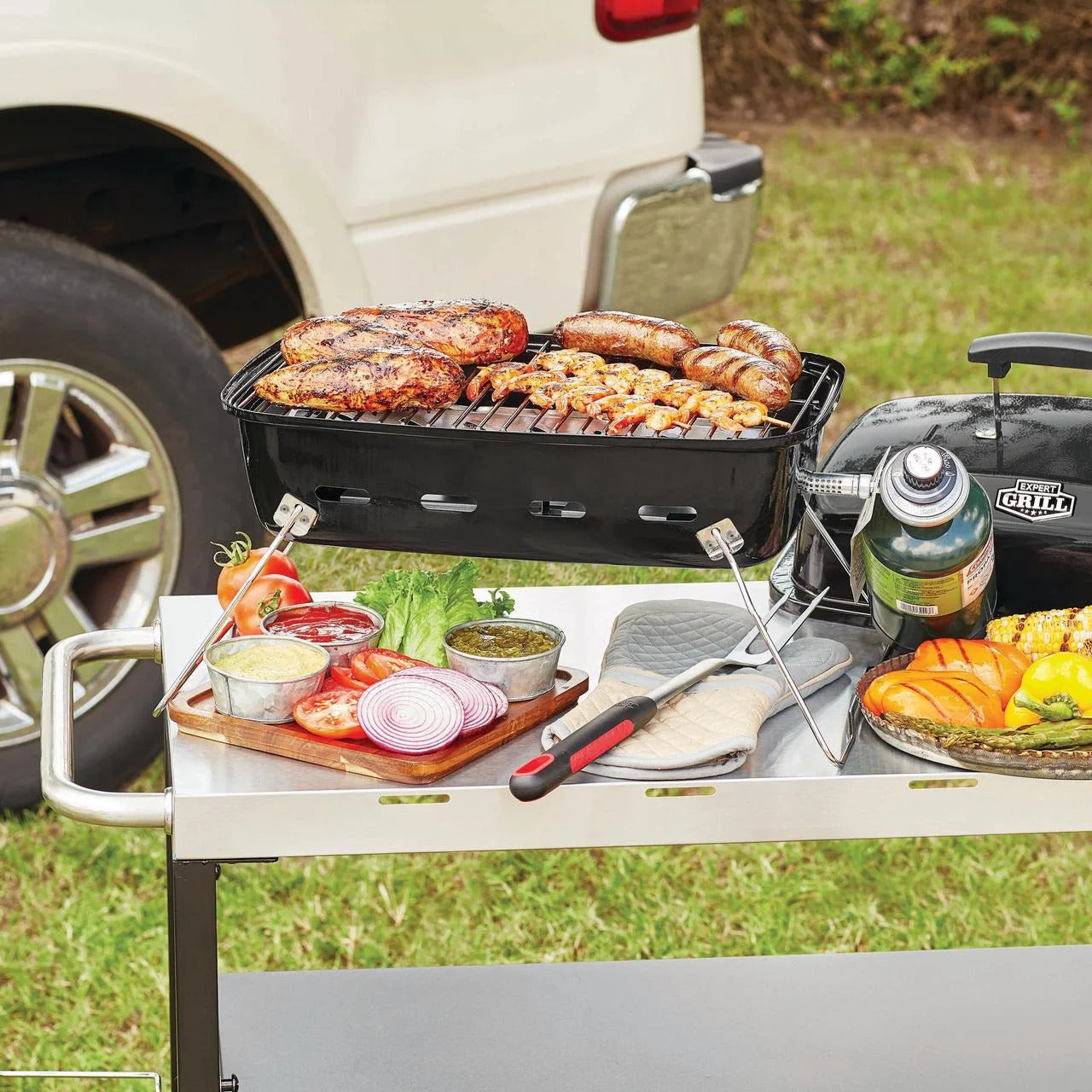 Expert Grill 17.5″ Portable Tabletop Grill with Black Propane Gas and Removable Lid