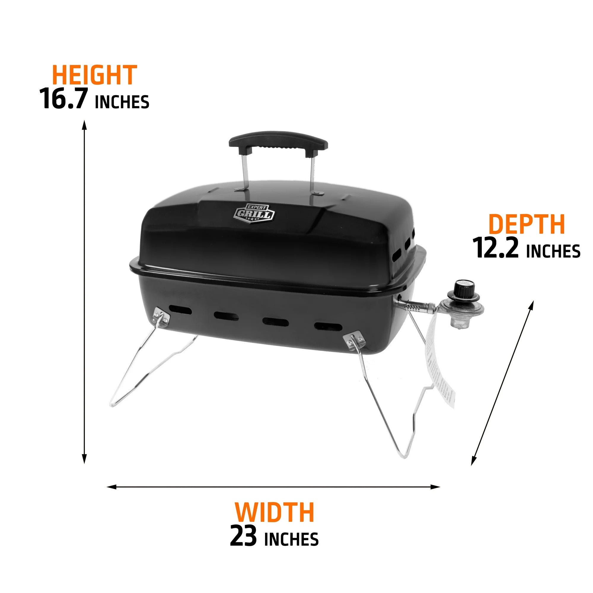 Expert Grill 17.5″ Portable Tabletop Grill with Black Propane Gas and Removable Lid