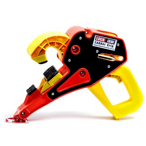 Lock Jaw Roof Ladder Stabilizer Hook for Gutter - Standoff in 5 Seconds with Slide-Lock Security - Prevent Aluminum Ladders Top Movement & Falls - Award-Winning Extension Ladder Accessories for Roof