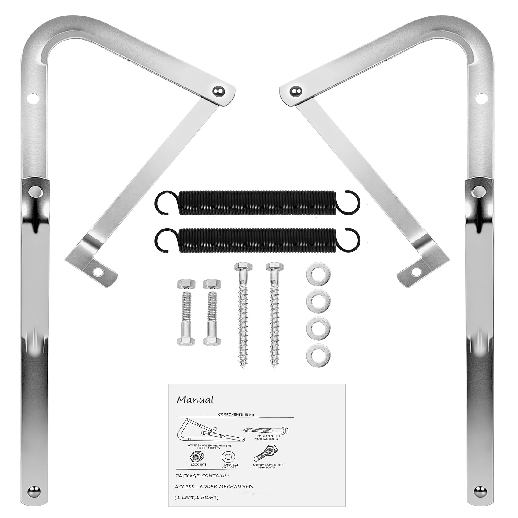 Heavy Duty 55-1 Attic Ladder Spreader Hinge Arms with Springs,Compatible with Werner (Mk1 Thru Mk3),A2208 A2210 A2508 A2510 W2208 W2210 W2508 W2510, MFG 2006 and Older, Thick Galvanized Material