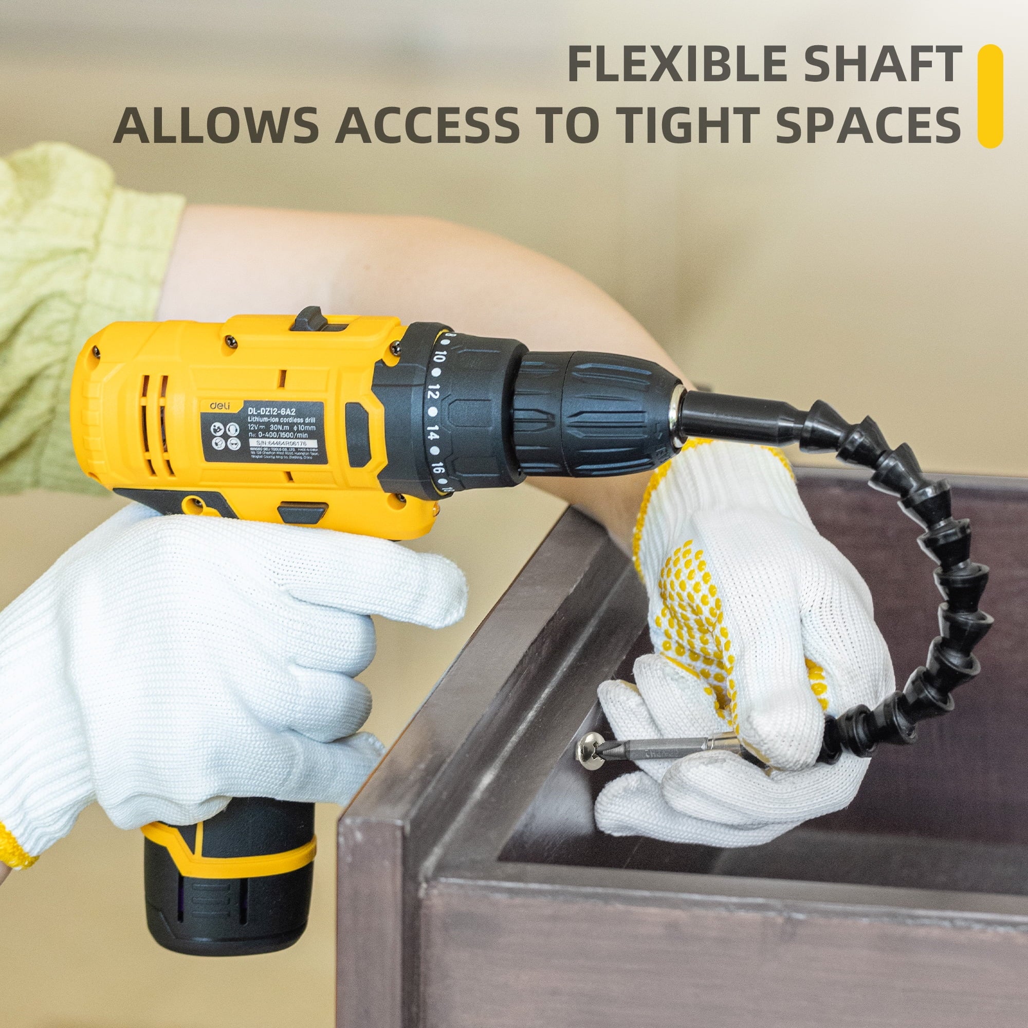 Deli 12V Max Lithium-Ion Cordless Drill Driver Set, Electric Screwdriver Driver Tool Kit, 3/8″ Keyless Chuck, with 2.0Ah Battery, Charger
