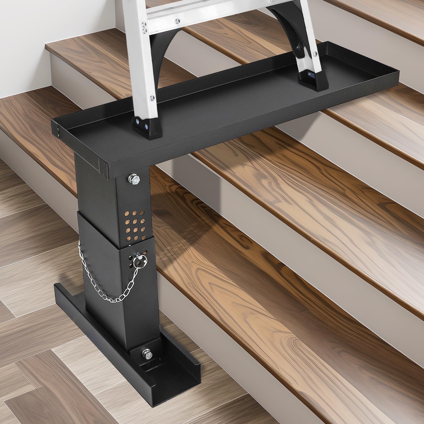 Ladder Extender for Stairs, Heavy-Duty Ladder Levelers for Extension Ladders, Non-Slip Design, 10.2"- 16.5" Adjustable Height, 20"L x 7.5"W Platform for Extension/Straight/Telescopic Ladders